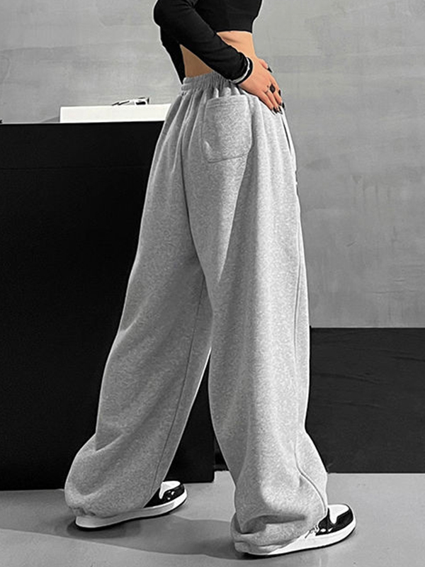 Letter Print Stretchy Waist Loose Sweatpants-3